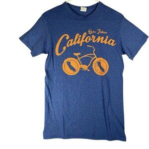 California T-Shirt Blue Retro Bicycle Lake Tahoe Graphic Tee Soft Size Small